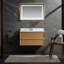Meuble-lavabo mural moderne en bois naturel avec lavabo 48 po Mid-Century