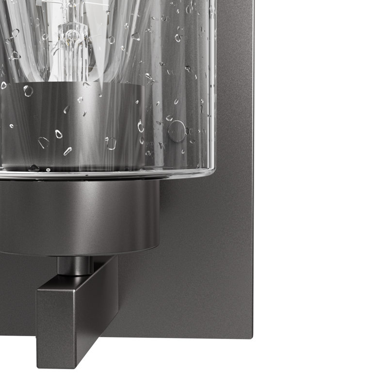 Noble Bronze Dimmable Metal Wall Sconce with Seeded Glass Shade