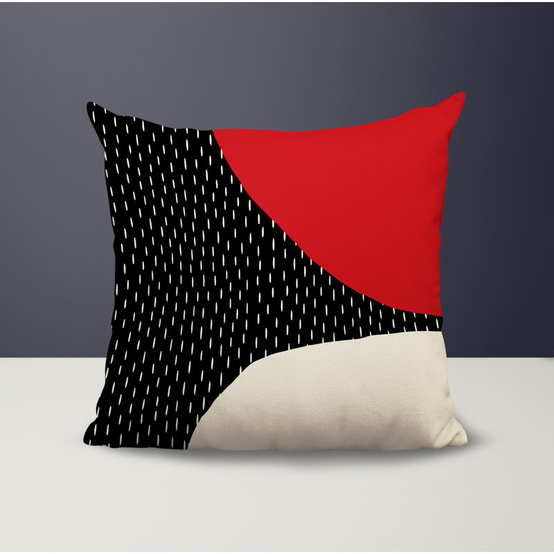 Coussin carré intérieur / extérieur pia, H 19 po x l 19 po, Rouge / noir / blanc cassé