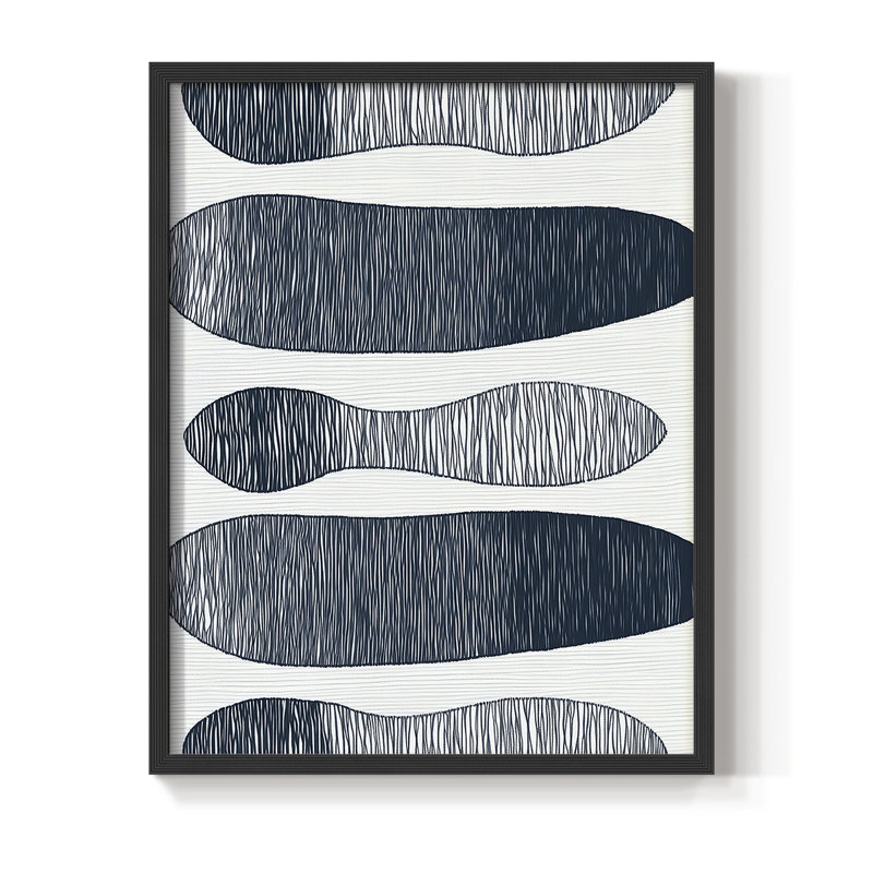 Série ABSTRACT DCCIX - Impression encadrée de qualité supérieure - Prêt à être accroché - Aucun clou requis, Noir