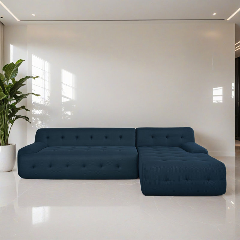 Canapé-lit modulaire 2 pièces pour salon, Polyester bleu foncé