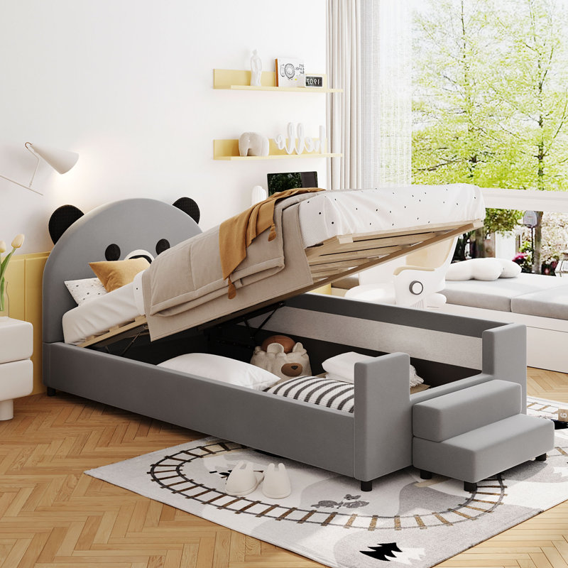 Lit avec rangement, gris