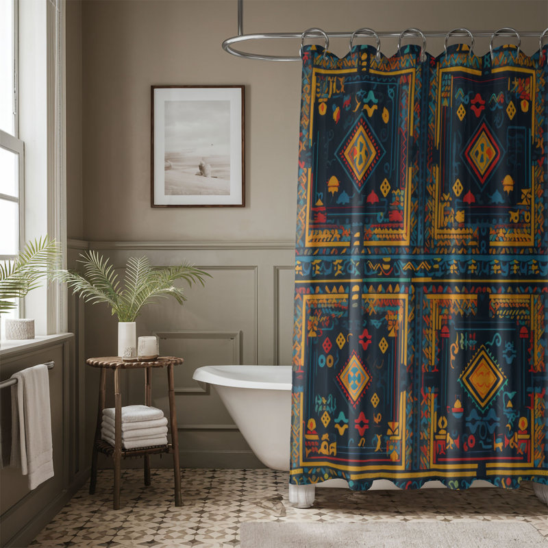 Folklore Patterns - Rideau de douche Premium, H 74 po x l 71 po