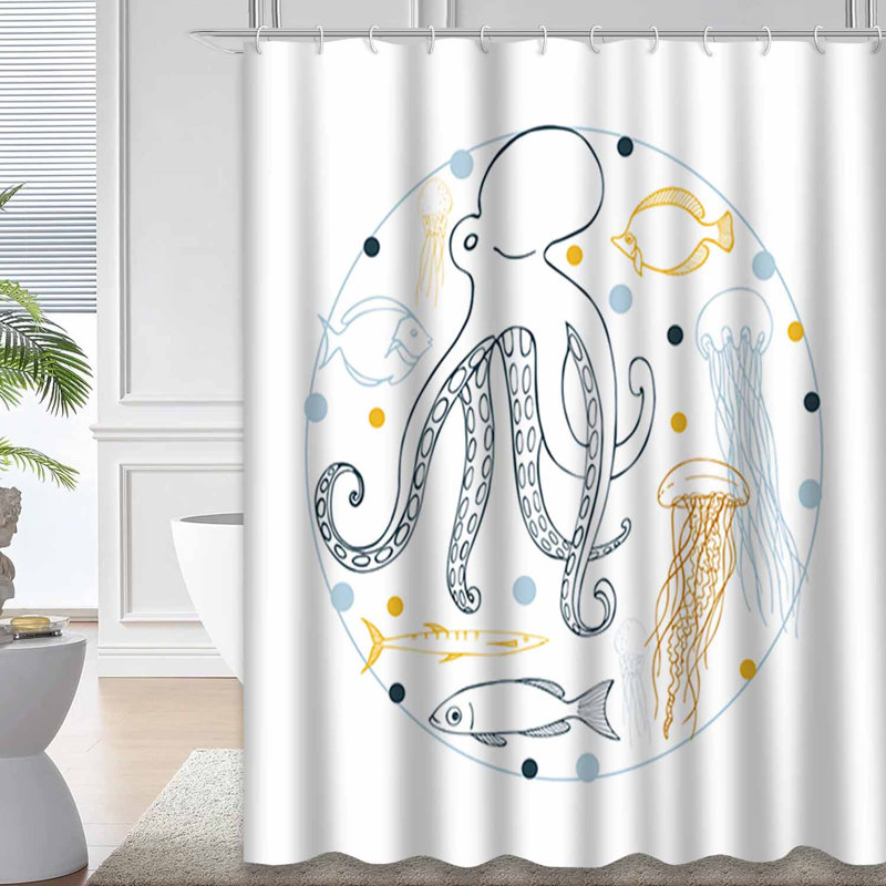 Rideau de douche avec 12 crochets, L 72 po x l 84 po