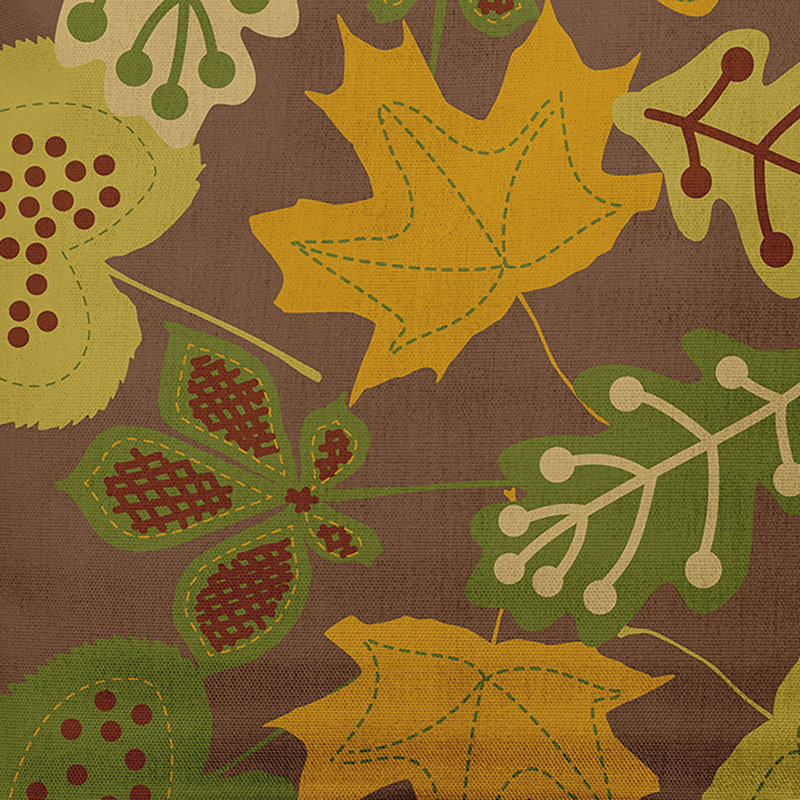 Brown and Green Fall Leaves Polyester Square Pillow, 18" x 18"
