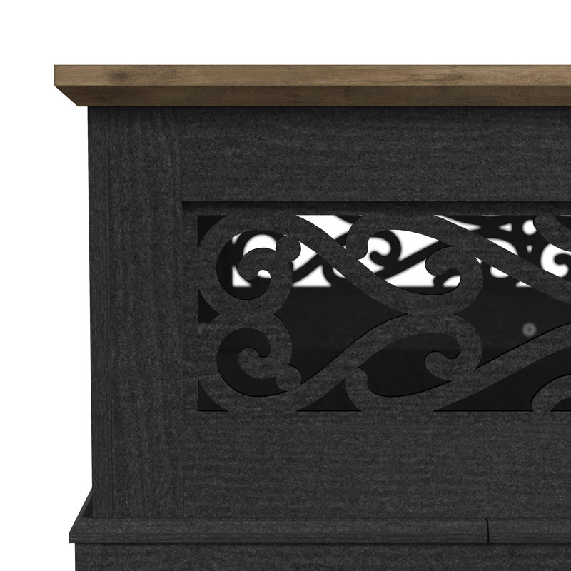 Table basse avec rangement Korbin, Chêne noir / chêne noueux
