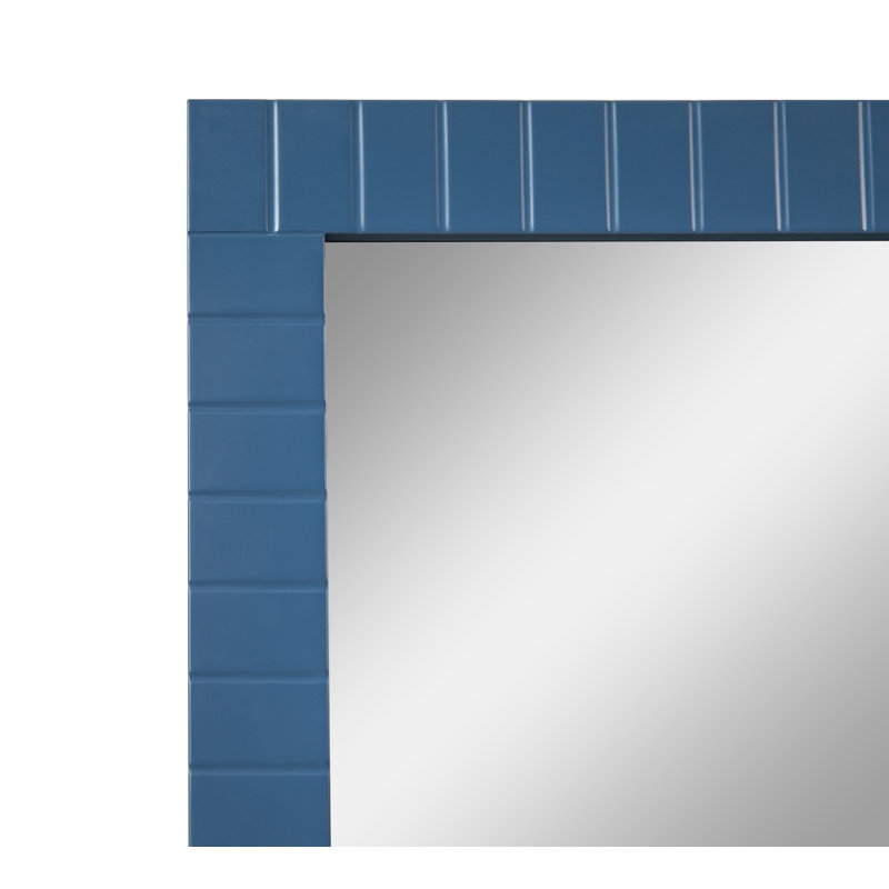 Miroir mural Kamien, 28 po x 28 po, Bleu mat