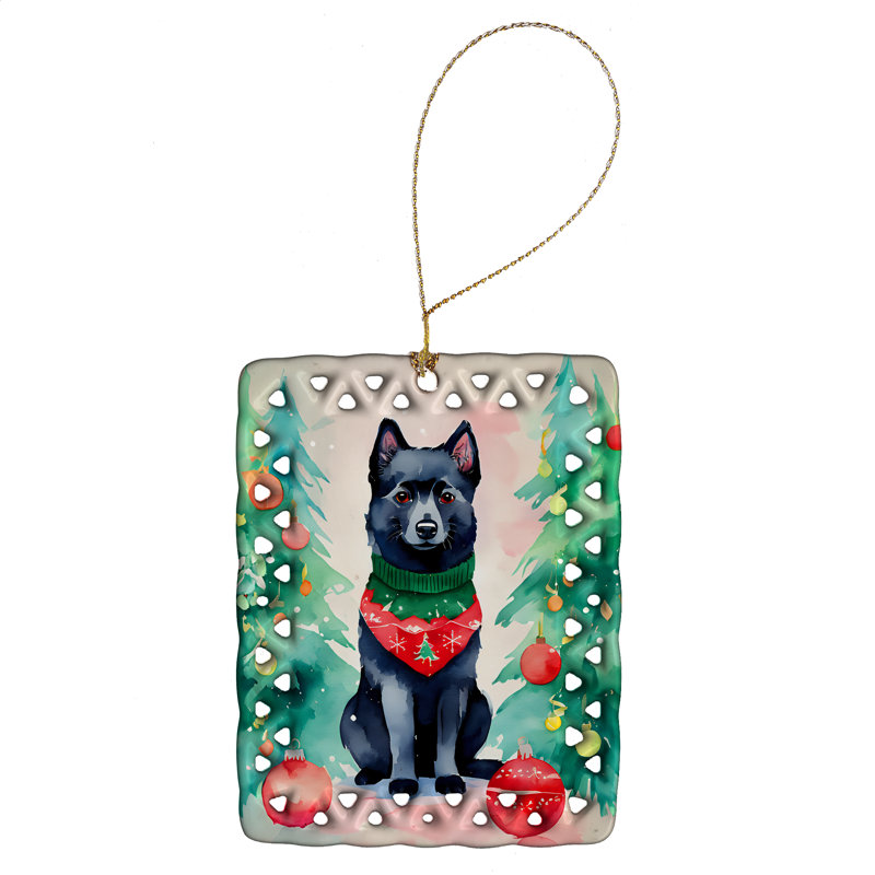 Ornement en porcelaine de Noël Schipperke, Schipperke 3623