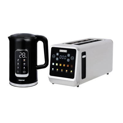 GEEPAS 5-In-1 Digital 4 Slice Long Toaster & Electric Kettle Set
