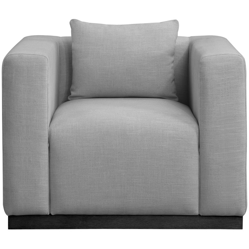 Huzayl 44,5 po de large, Tissu gris texturé en lin