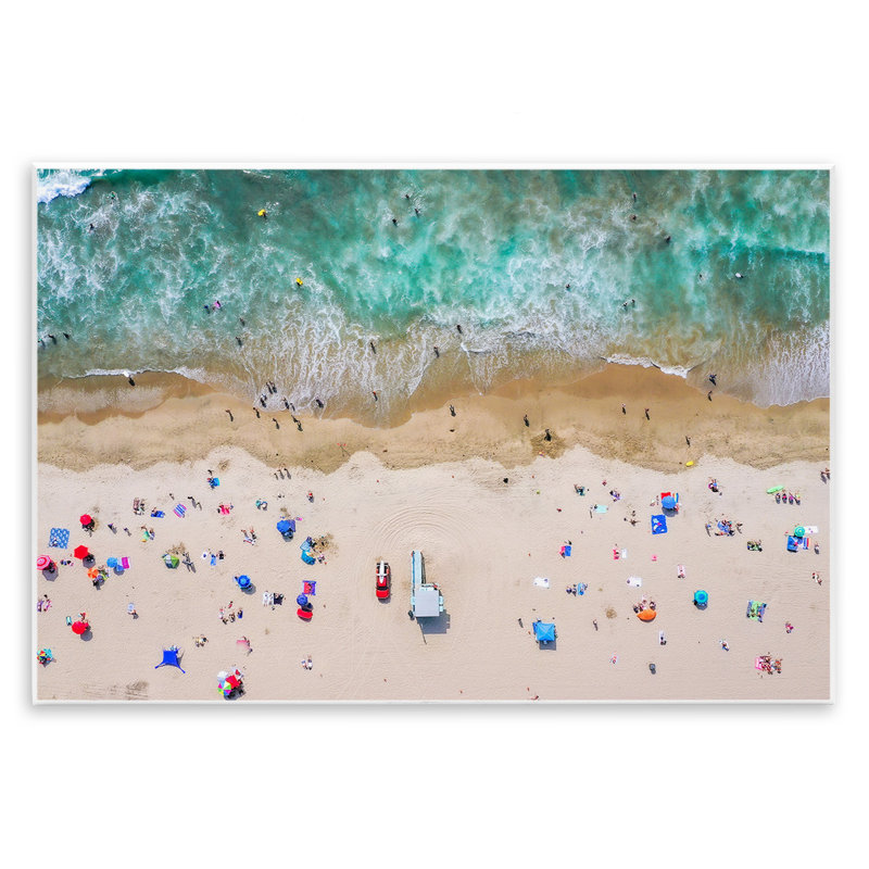 Vue aérienne des parasols de plage de Busy Summer, H 10 po x l 15 po x P 0,5 po