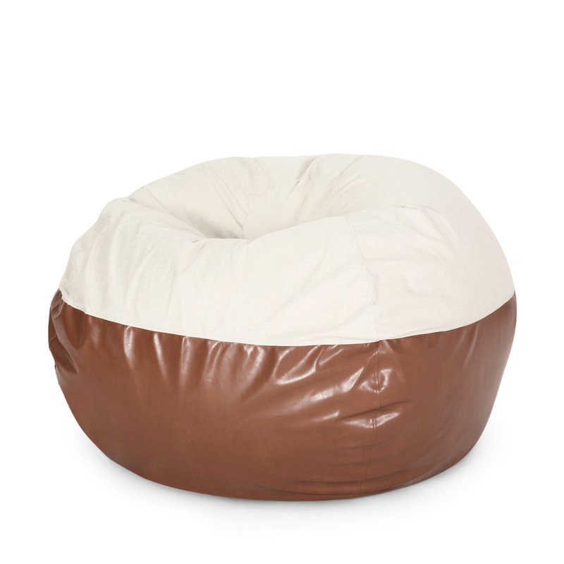  Fauteuil à billes en beige et brun. Mobilier de salon confortable. Housse à fermeture à glissière amovible. Mousse longue durée remplie pour la détente - café. 52 pouces de large. Moderne et confortable.