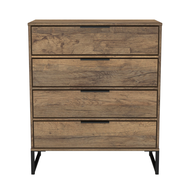 Bibek 76 cm W Chest of 4 Drawers, Vintage Oak