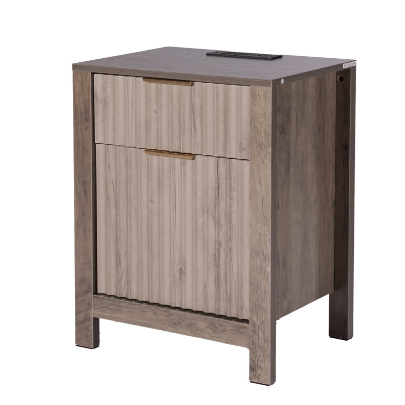 Stellweilan Farmhouse End Table 3 Tiers End Table Side Table Coffee Table with Storage Cabinet and 2 Drawers