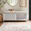 Banc à chaussures avec rangement et coussin, design à volets vieillis pour entrée et salon-1793258377