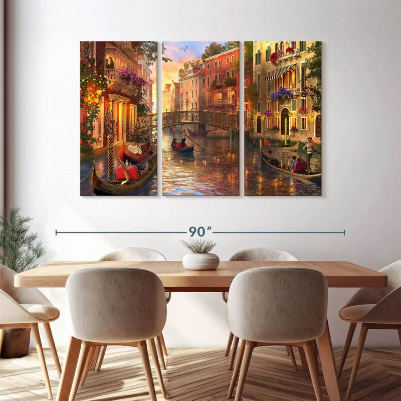 Coucher de soleil romantique à Venise, reproduction d'art sur toile, H 48 po x l 74 po x P 1,25 po