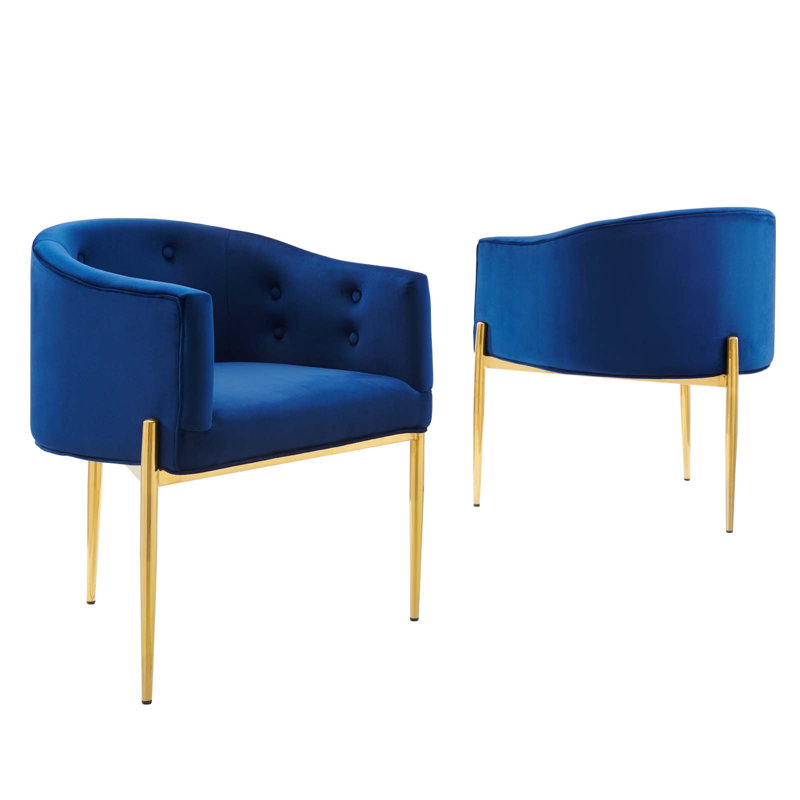Savour Tufted Performance Velvet Accent Chairs, Navy Velvet