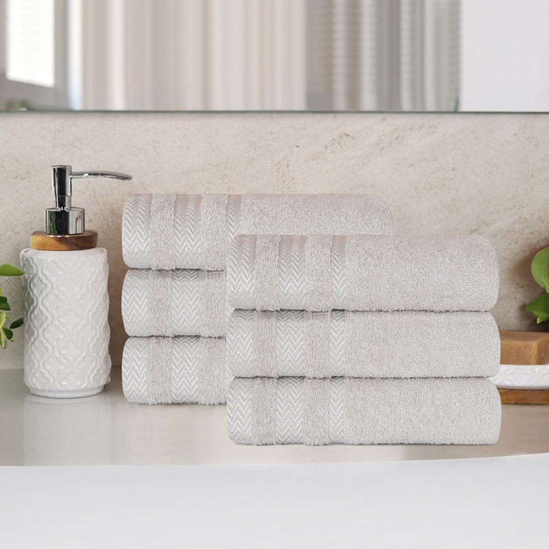 Essuie-mains doux et absorbant en coton Dobby, Platine
