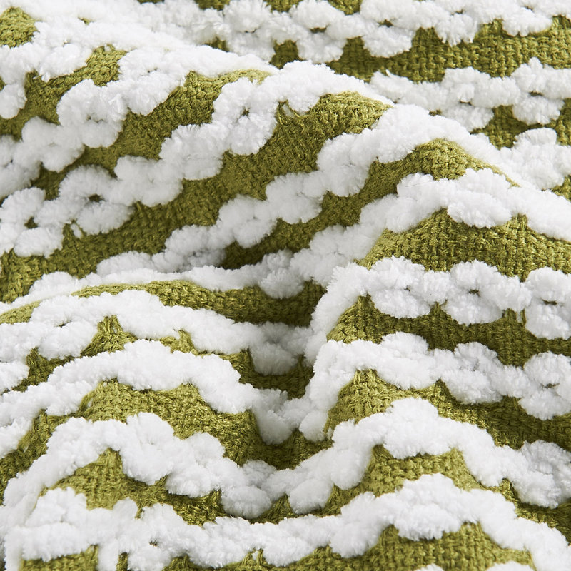 Knitted Throw Blanket, Green Olive