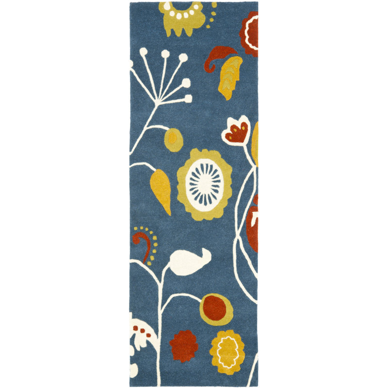 Soho Hand Tufted Wool And Viscose Floral Rug, Runner 2'6" x 8'