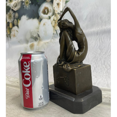 Britanna Signed Original Patoue French Artist Sitting Woman Bronze Sculpture Statue Decor
