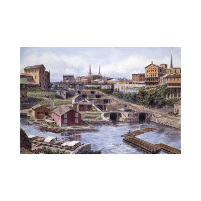 Flight Of Five, Lockport, NY by Stanton Manolakas - Wrapped Canvas Painting