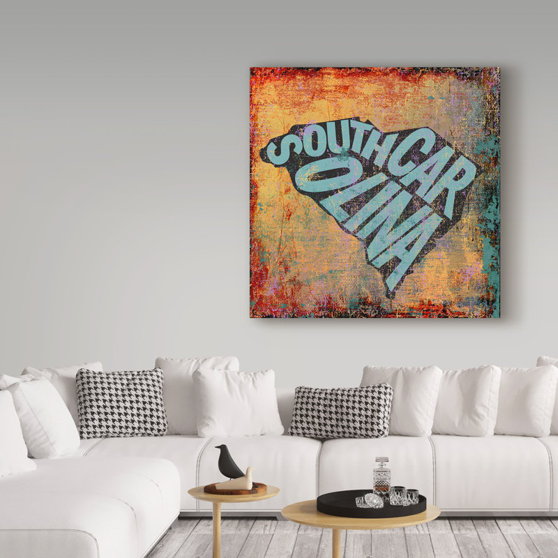« south caroline », art textuel sur toile tendue, H 24 po x l 24 po x P 2 po