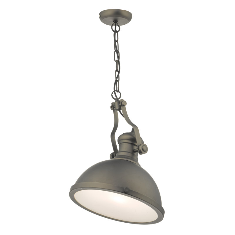 Ian 1 - Light Dome Pendant, Antique Pewter, 145cm H x 32cm W x 32cm D