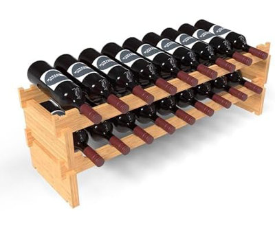 Wine Stack 18 Bottle Bamboo Stackable Rack