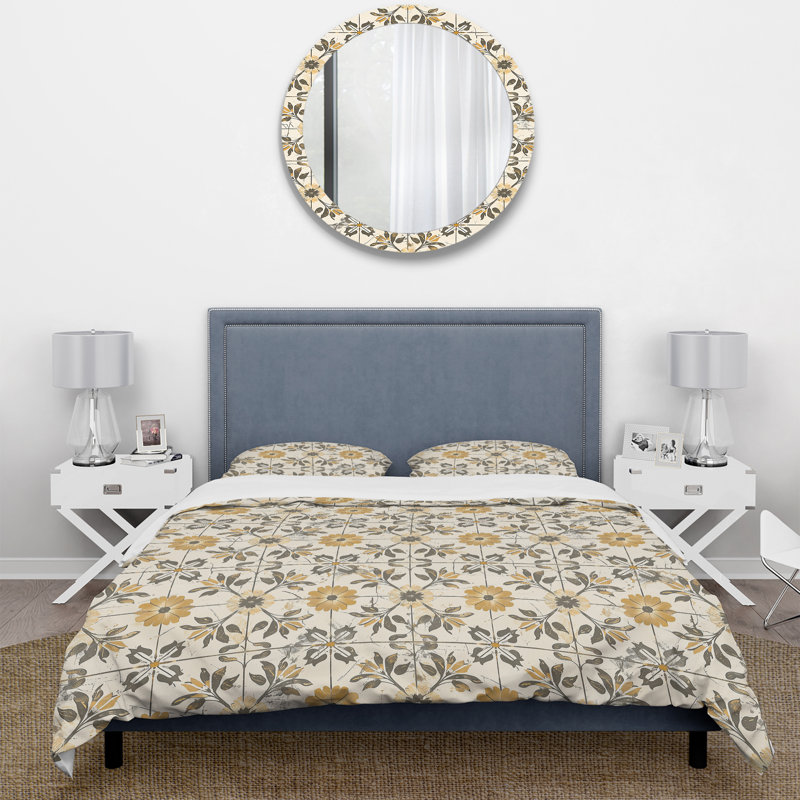 Ensemble de housse de couette Beige Country Floral Chic II - Floral, Housse de couette très grand + 2 taies décorativ