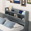 Lit simple en bois avec tête de lit avec prises de courant, lit extensible avec lit gigogne simple avec trois tiroirs de rangement-1683983561