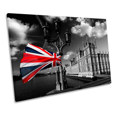 Union Jack Flag London City - Wrapped Canvas Art Prints