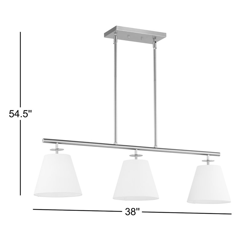 Stephens 3 - Light Dimmable Modern Linear Chandelier, Brass