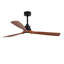 Ventilateur de plafond moderne de 60 pouces avec lumière DEL et télécommande, conception en bois de sycomore massif à 3 pales, noir et noyer foncé