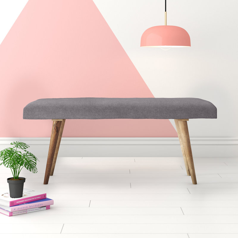 Sarahi Cotton Upholstered Bench, Grey/Brown