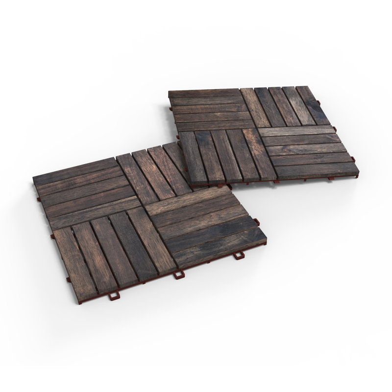 12 po X 12 po Carreaux de terrasse en acacia, paquet de 10, espresso