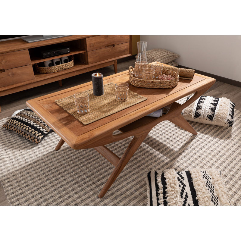 Solid Wood Cross Legs Coffee Table