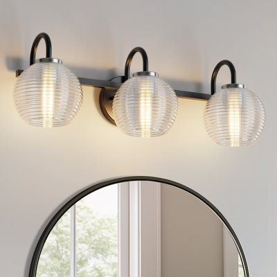 Meuble-lavabo moderne 3 lumières noir Chmura