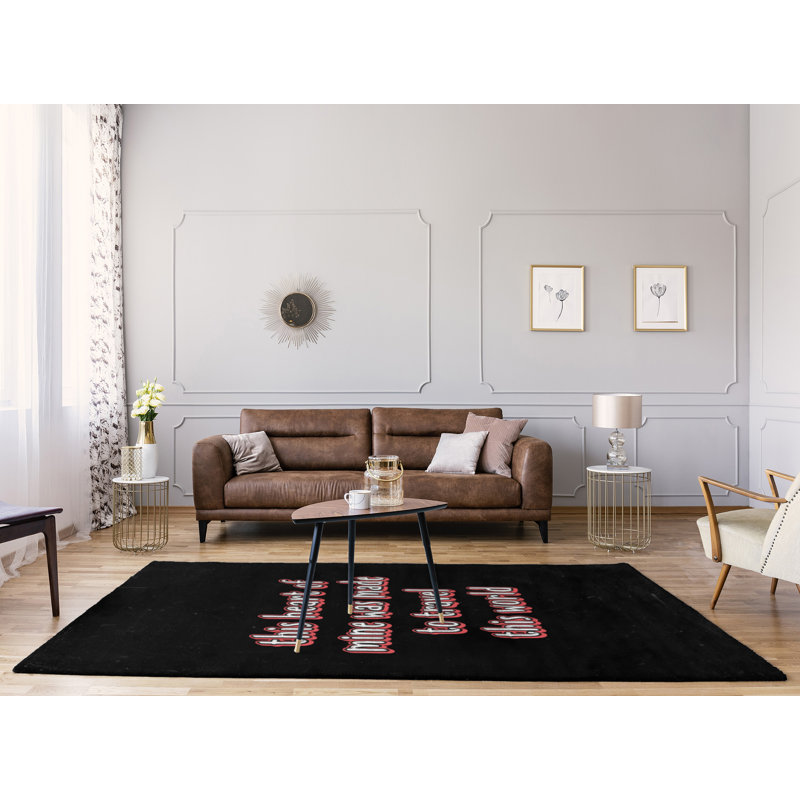Tapis en chenille de polyester style citations, Rectangle 5 pi x 7 pi