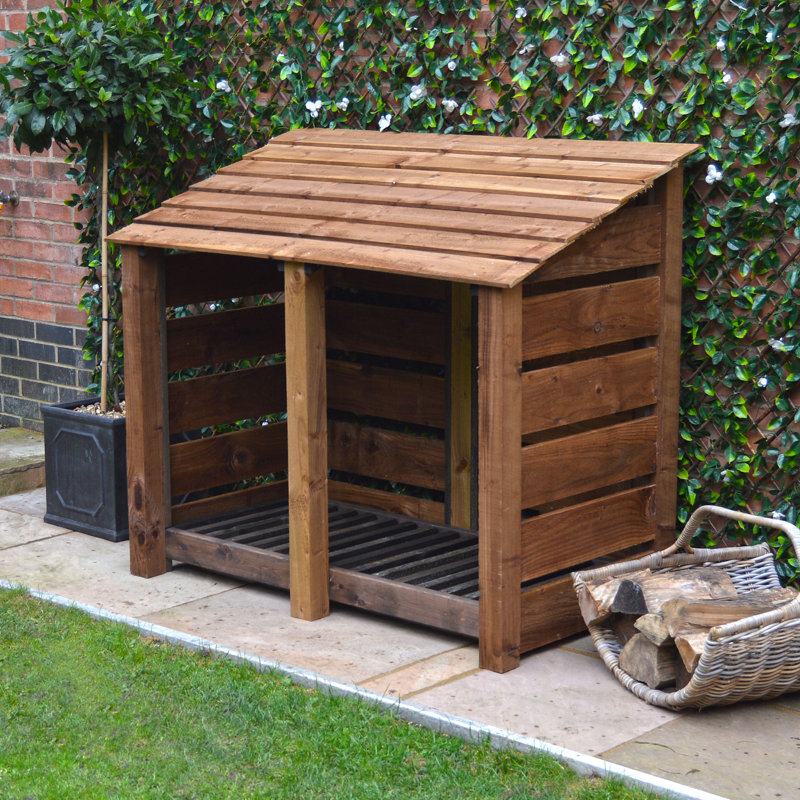 150cm W x 80cm D Solid Wood Log Store, Rustic Brown
