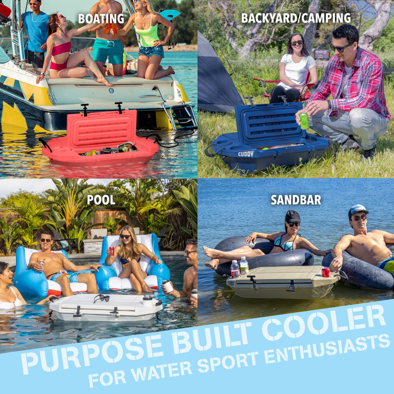CUDDY Floating Cooler and Dry Storage Vessel for Land & Water – 40QT– Great for River, Beach, Kayak, Pool, & Lake - Coral