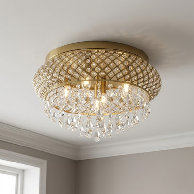 Delainy Metal and Crystal Drum Chandelier