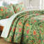 Ensemble de couvre-lit matelassé à motif floral vert avec taies décoratives, ensemble d'édredon léger toutes saisons - 90 po-123165401-123165404