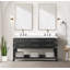 Meuble-lavabo double avec miroirs et tablette ouverte-443525577