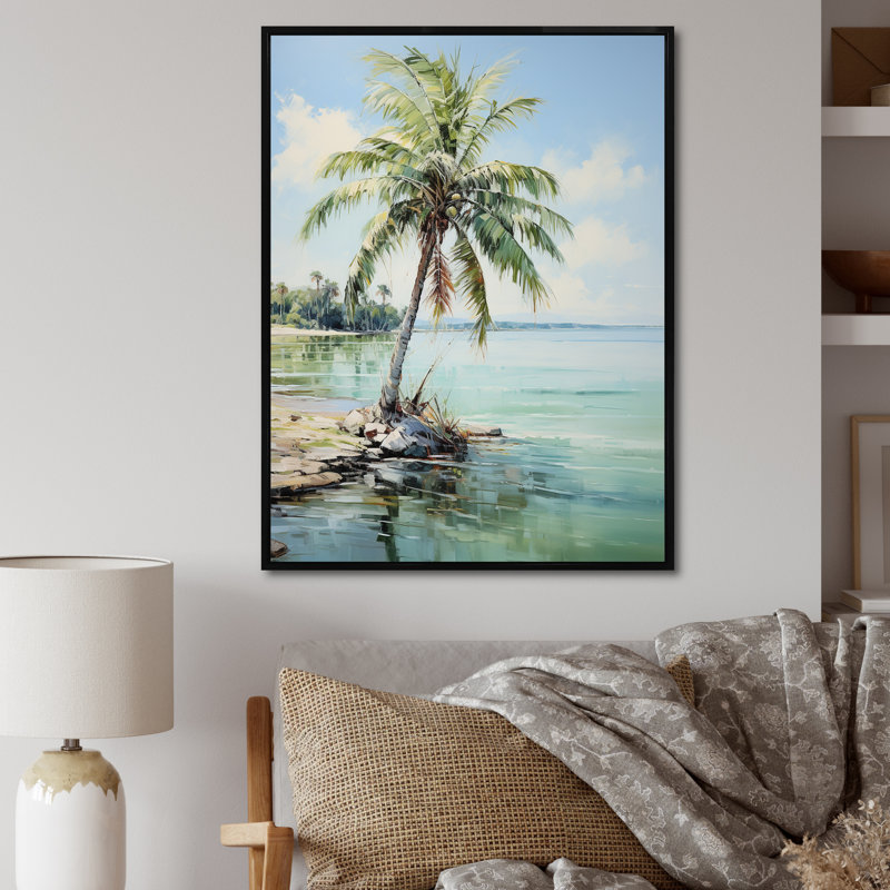 «Antietam Minimalisme Plam Tree Solitude II», reproduction sur toile, H 44 po x l 34 po x P 1,5 po, Cadre flottant noir