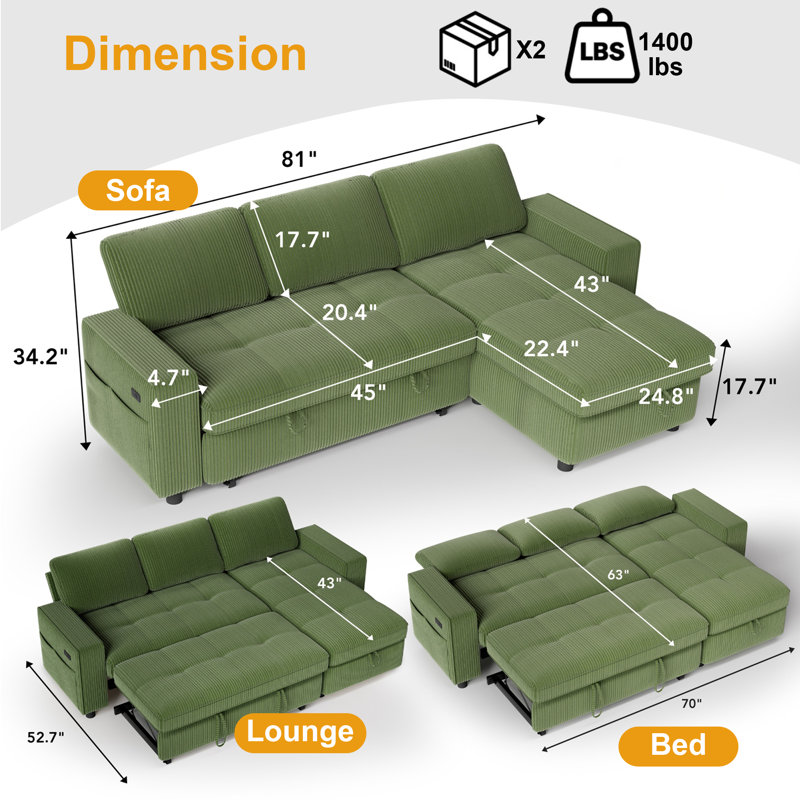 Canapé-lit convertible avec soutien lombaire et accoudoirs George Oliver | Fauteuil inclinable multi-positions pour petits espaces, matelas en mousse à mémoire de forme, mécanisme facile à retirer