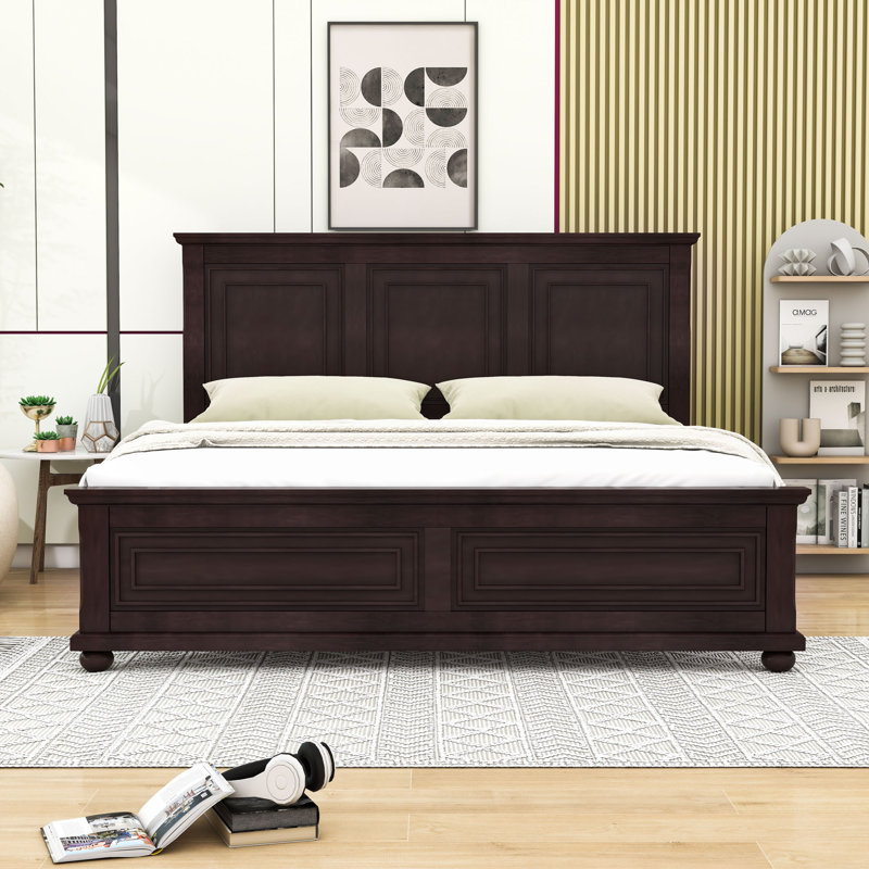 Lit plateforme Wood, Très grand, Brun intense