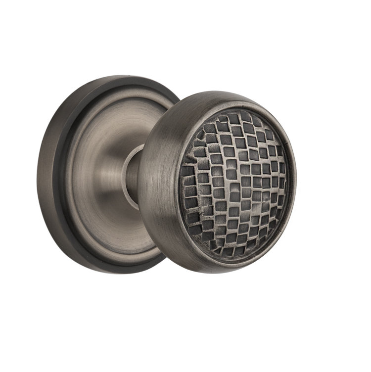 Classic Rosette with Craftsman Door Knob, Antique Pewter, 2-3/4"