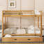 Lit superposé en bois de taille grand avec lit gigogne escamotable, matériau en pin, maximise l'espace de la chambre à coucher, fabrication de lattes solides, peu encombrant pour des garde-corps limités-1905658316