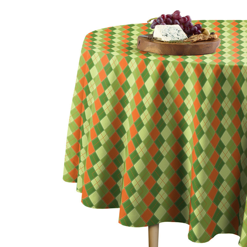 Persu Argyle Plaid Round Tablecloth, 84" x 84"
